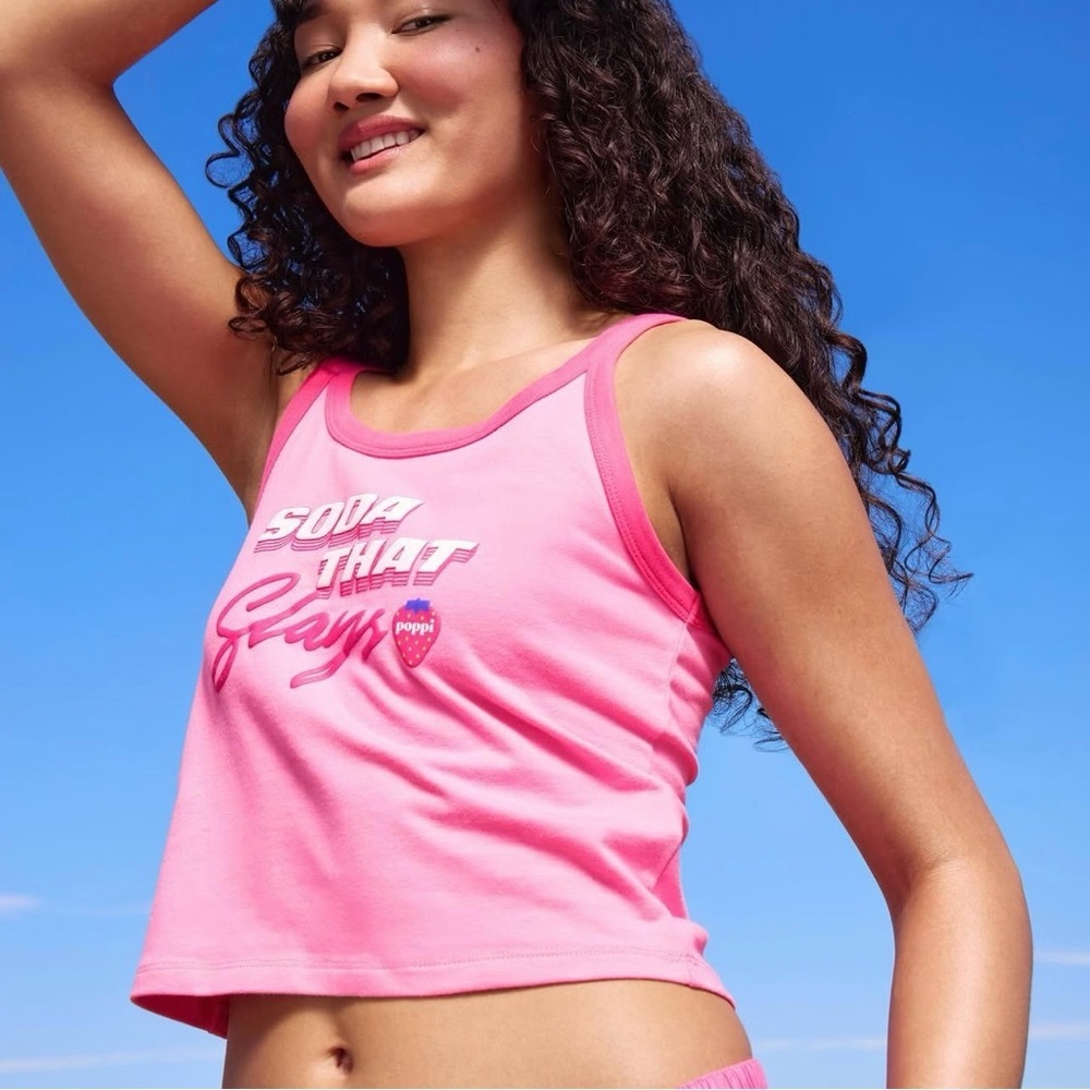 Poppi Pink Crop Tank Top, XS